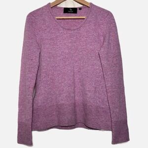 Black Goat Cashmere Sweater Pink Marled Heather Crew Neck Long Sleeve Size Med